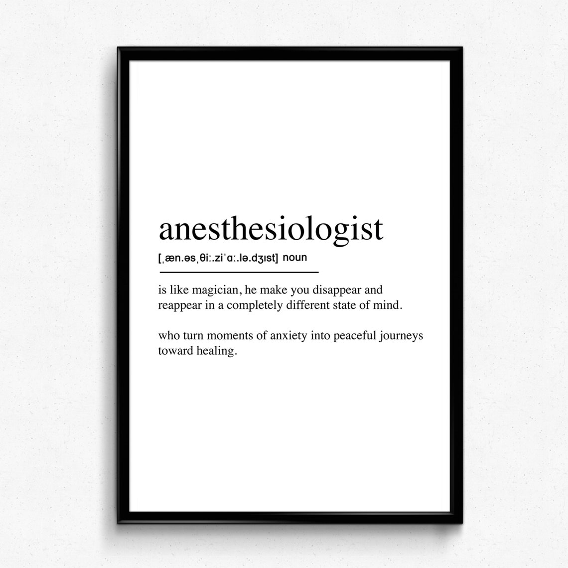 Anesthesiologist Definition Poster Medical Gift Dictionary Art