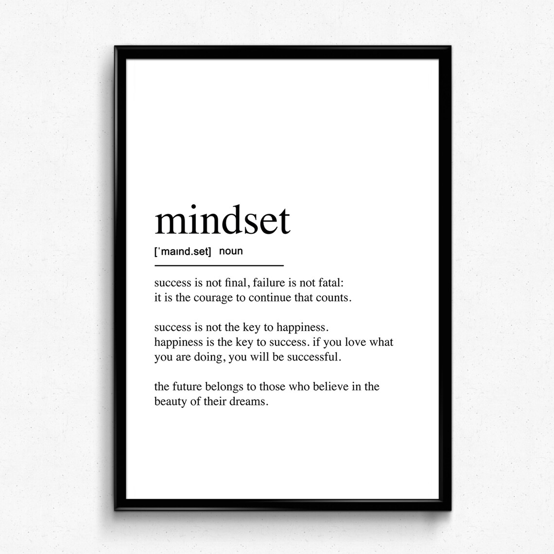Mindset Definition Art Print Modern Minimalist Quote Ready To Hang Canvas