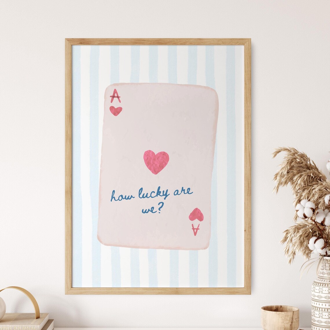 Ace Of Hearts Watercolor Art Print, Preppy Dorm Decor
