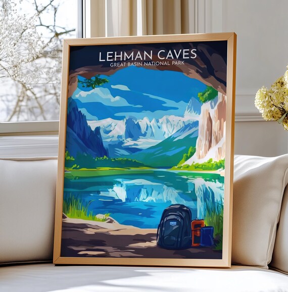 Lehman Caves Great Basin National Park Cave Lake Travel Poster