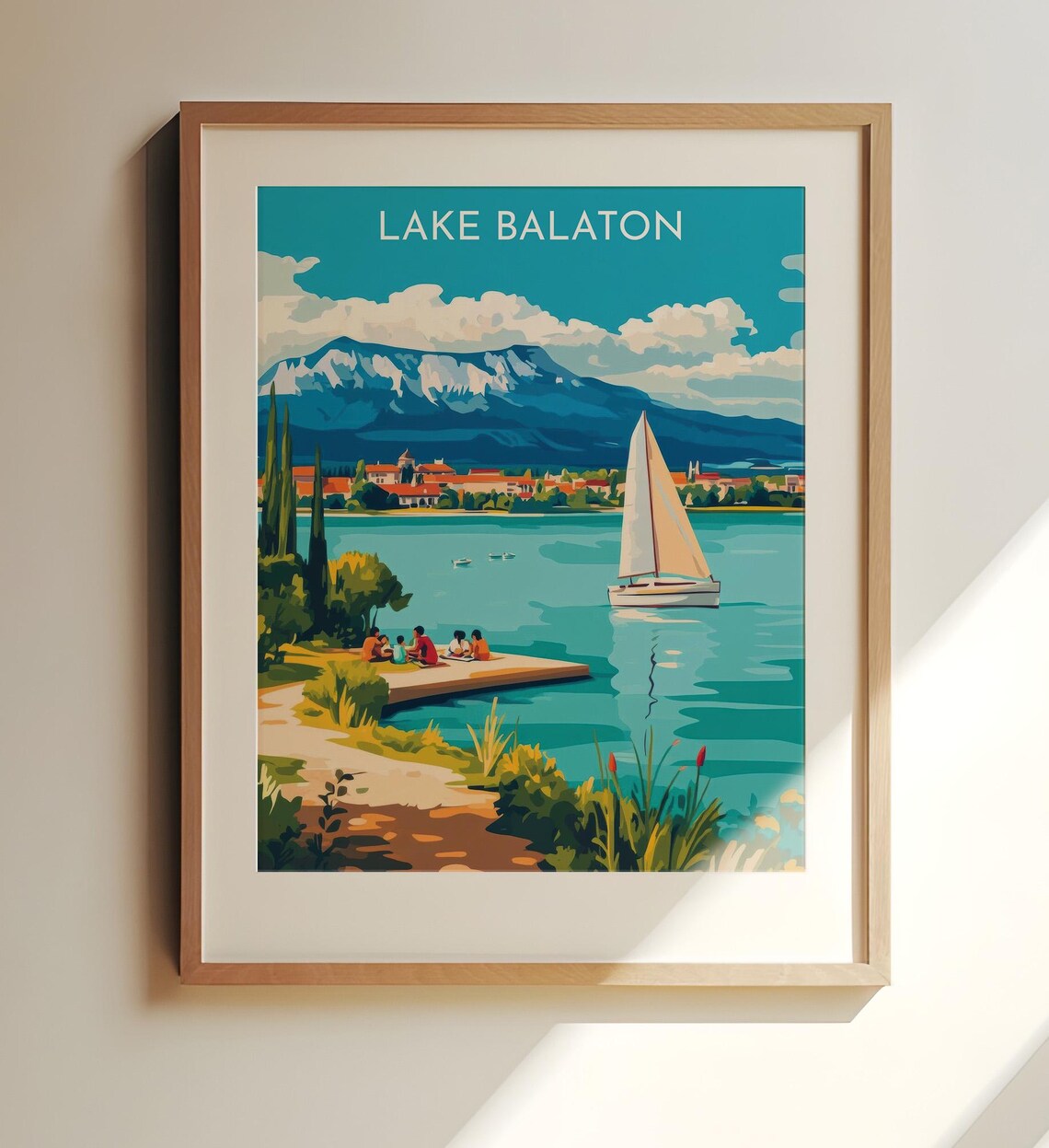 Lake Balaton Hungary Sailboat Summer Vintage Travel Art Poster