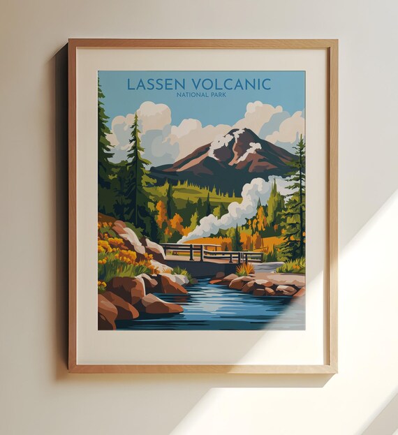 Lassen Volcanic National Park Mountain Stream Travel Art Poster