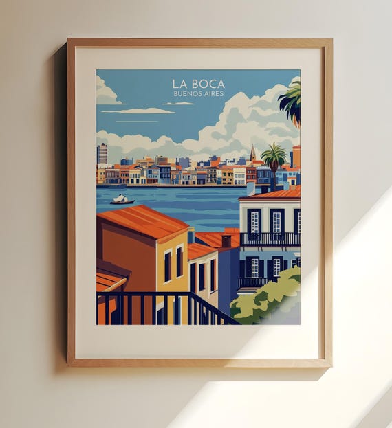 La Boca Buenos Aires Travel Art Wall Print Cityscape Illustration