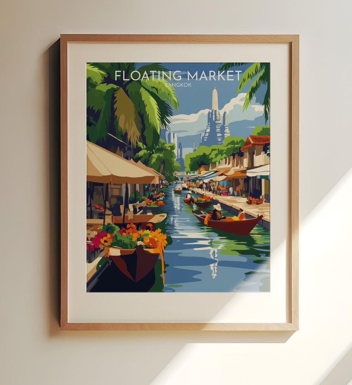 Floating Market Bangkok Wooden Boats on a Flower Canal Poster