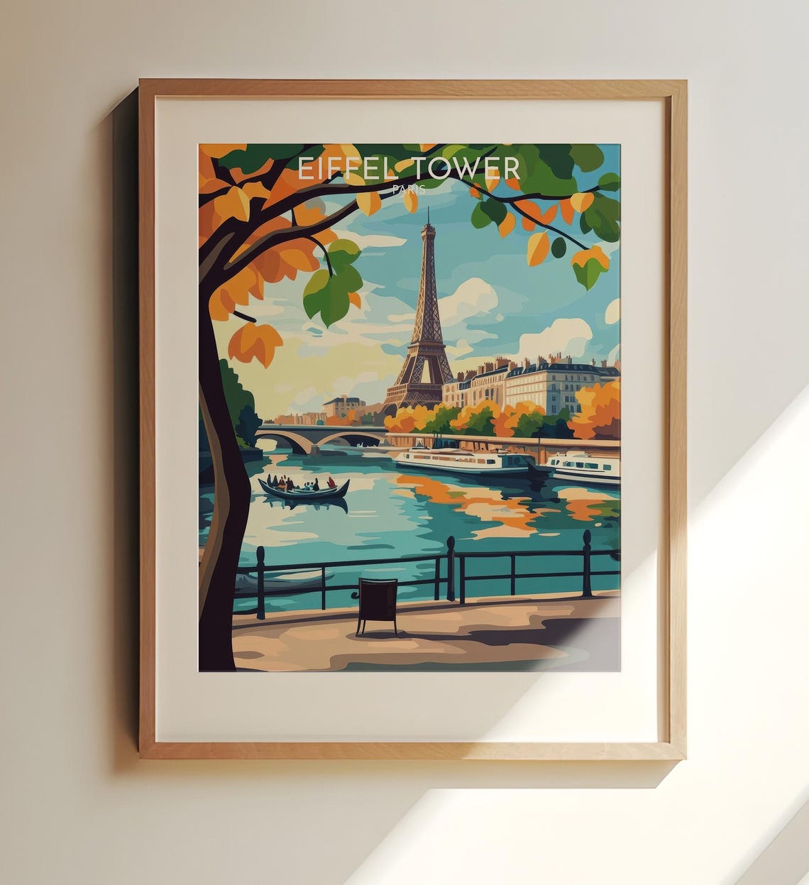 Eiffel Tower Paris Autumn Seine Retro Travel Romantic Poster