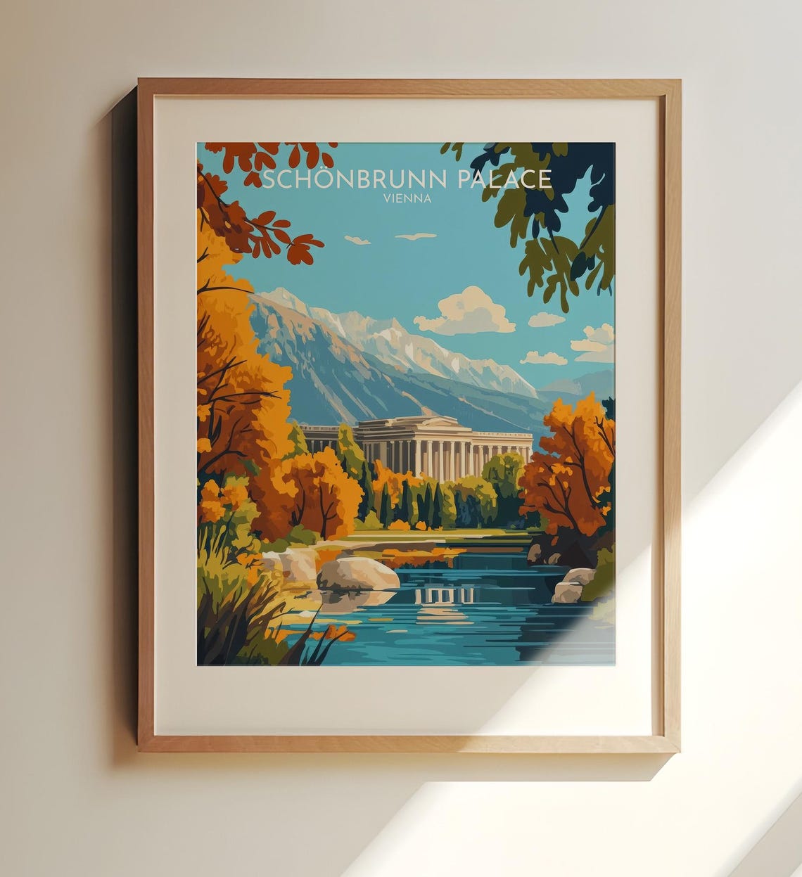 Schnbrunn Palace Vienna Art Poster Travel Wall Decor Autumn Scene