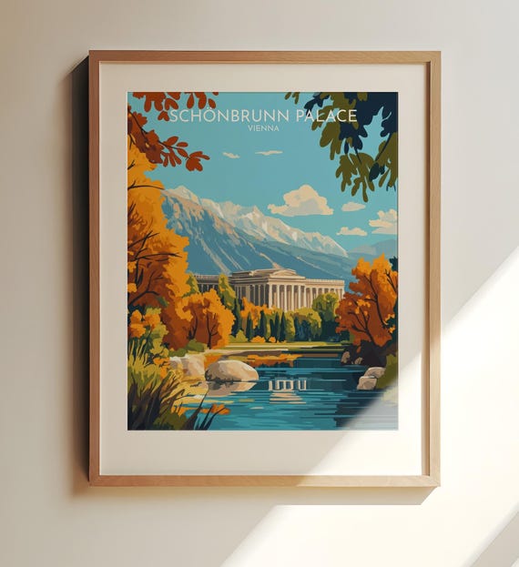 Schnbrunn Palace Vienna Art Poster Travel Wall Decor Autumn Scene