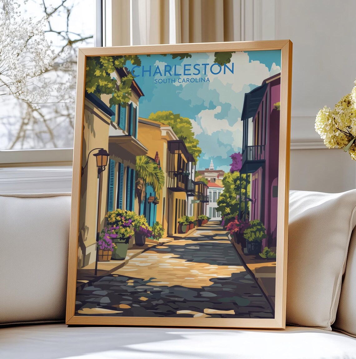 Charleston South Carolina Historic Street Vintage Travel Poster