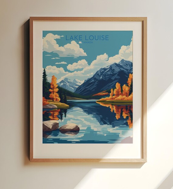 Lake Louise Canada Retro Mountain Lake Vintage Travel Poster