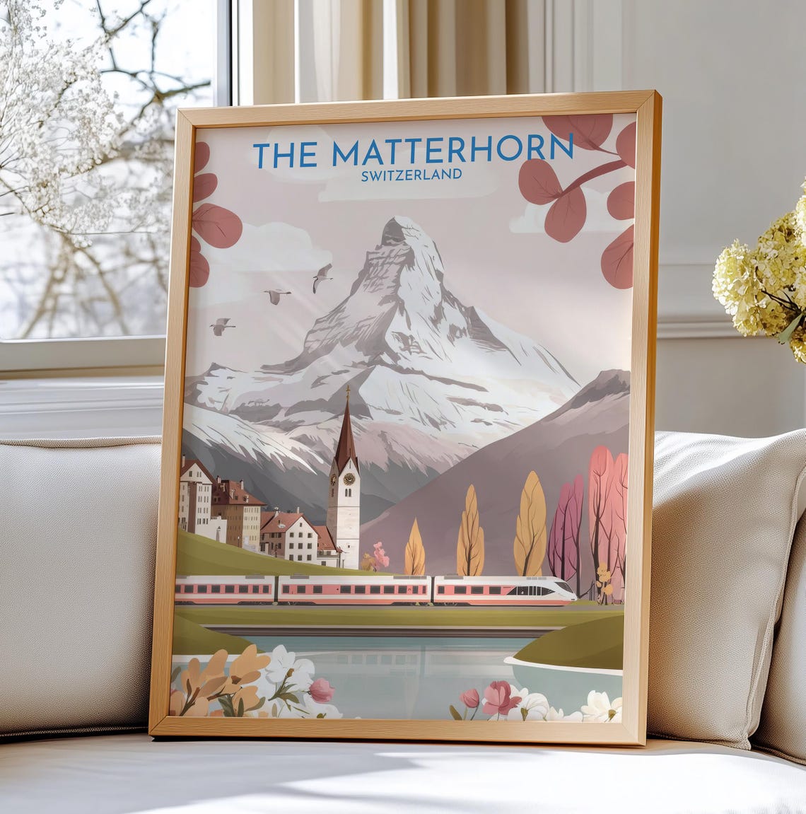 The Matterhorn Switzerland Alpine Train Mountain View Travel Poster