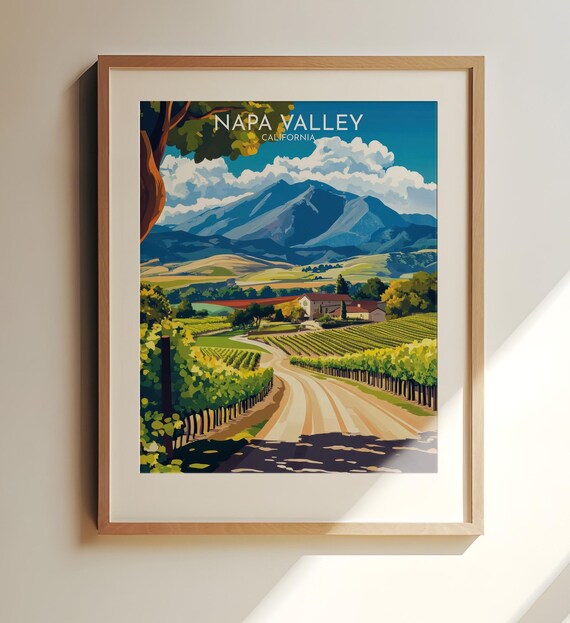Napa Valley California Wine Vineyard Rolling Hills Travel Poster