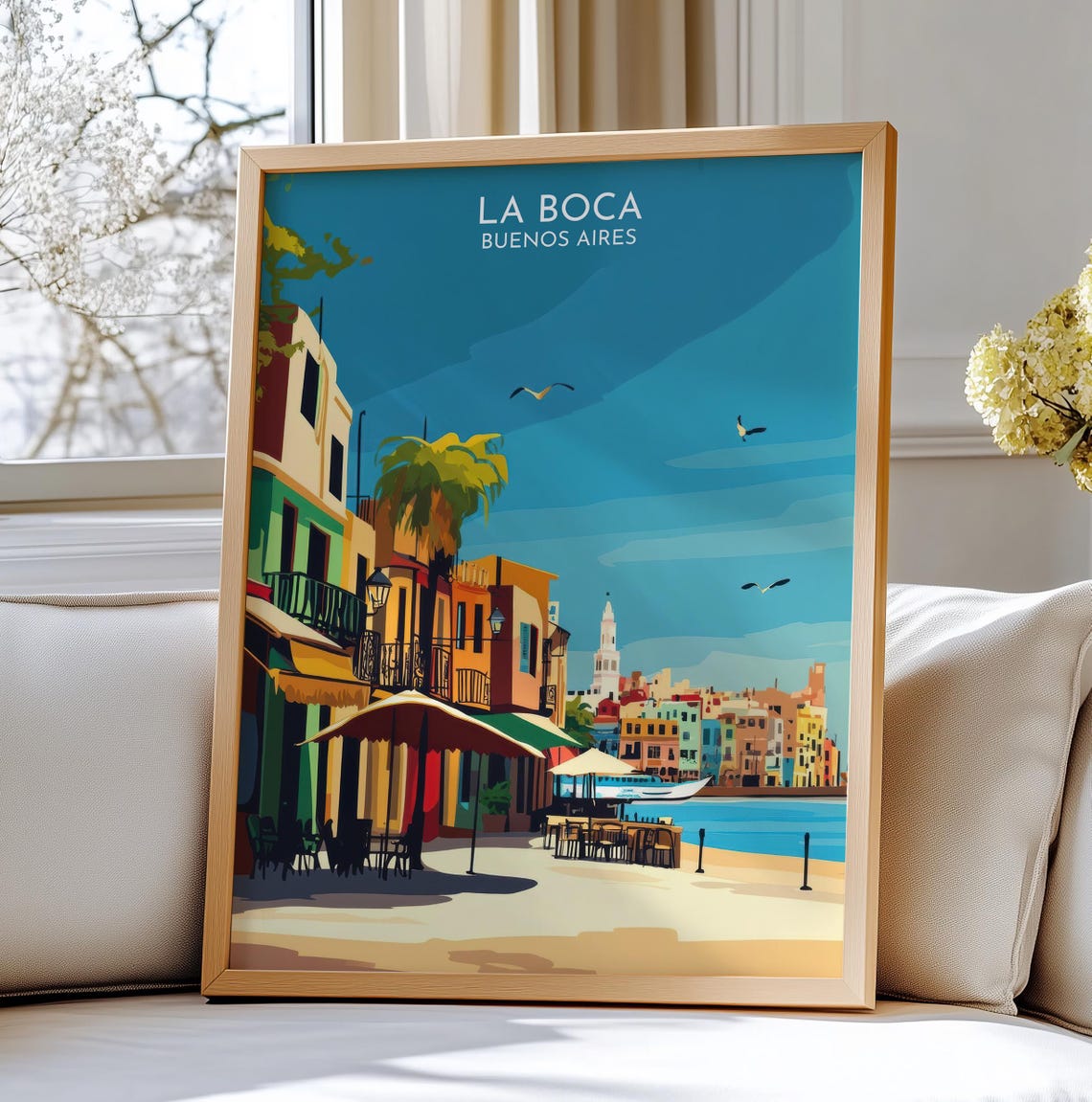 La Boca Buenos Aires Travel Poster Colorful Caminito Street Scene