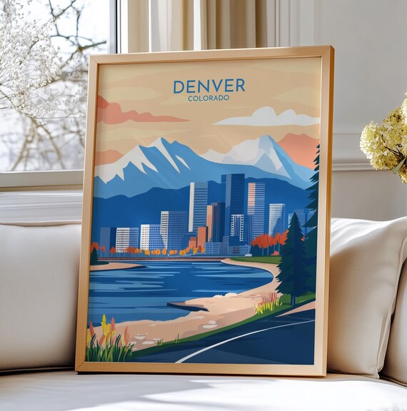 Denver Colorado Travel Art Poster Explore The Beauty Of Colorados Skyline