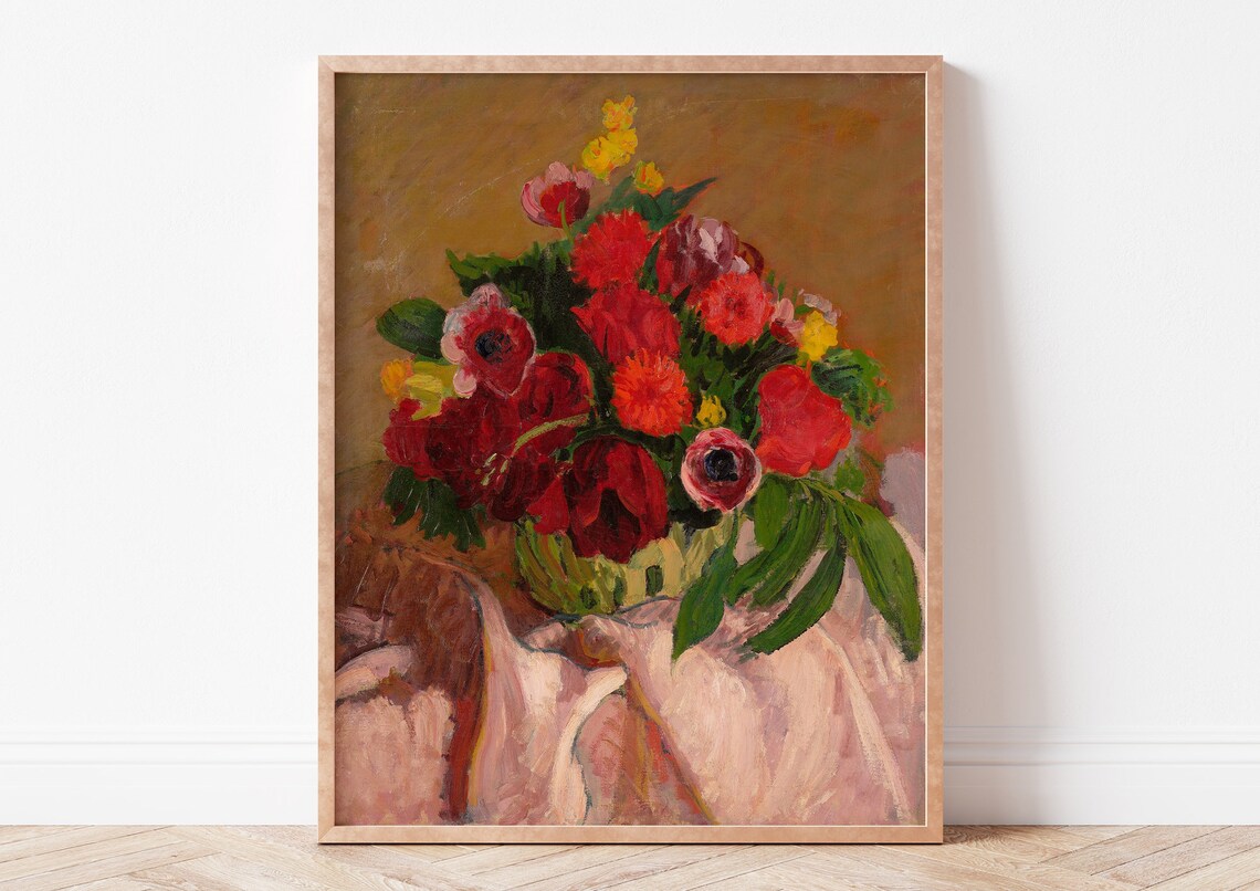 Roderic O'Conor Red Flowers Vintage Floral Oil Painting Poster