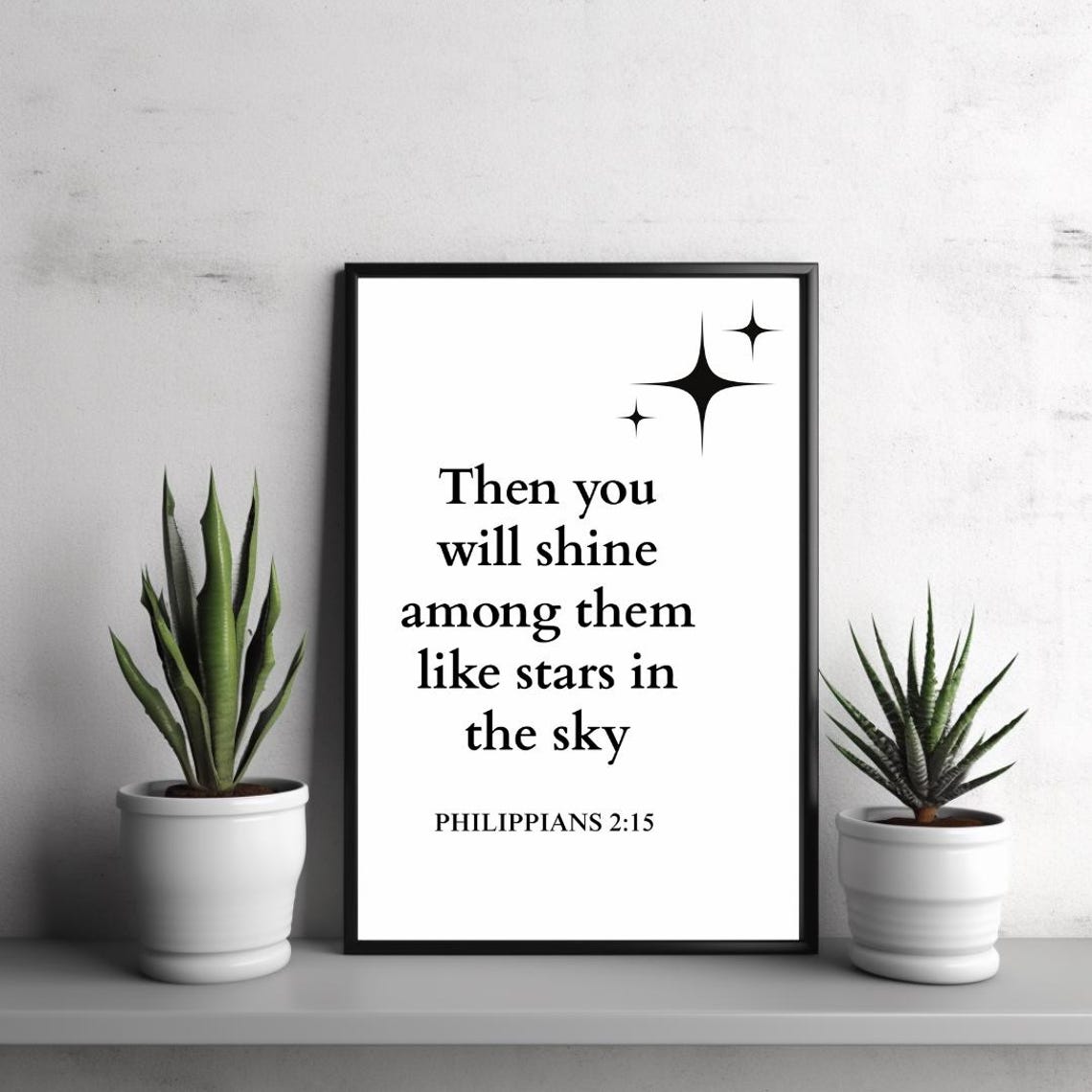 Philippians 2:15 Shine Like Stars Bible Verse Typography Poster