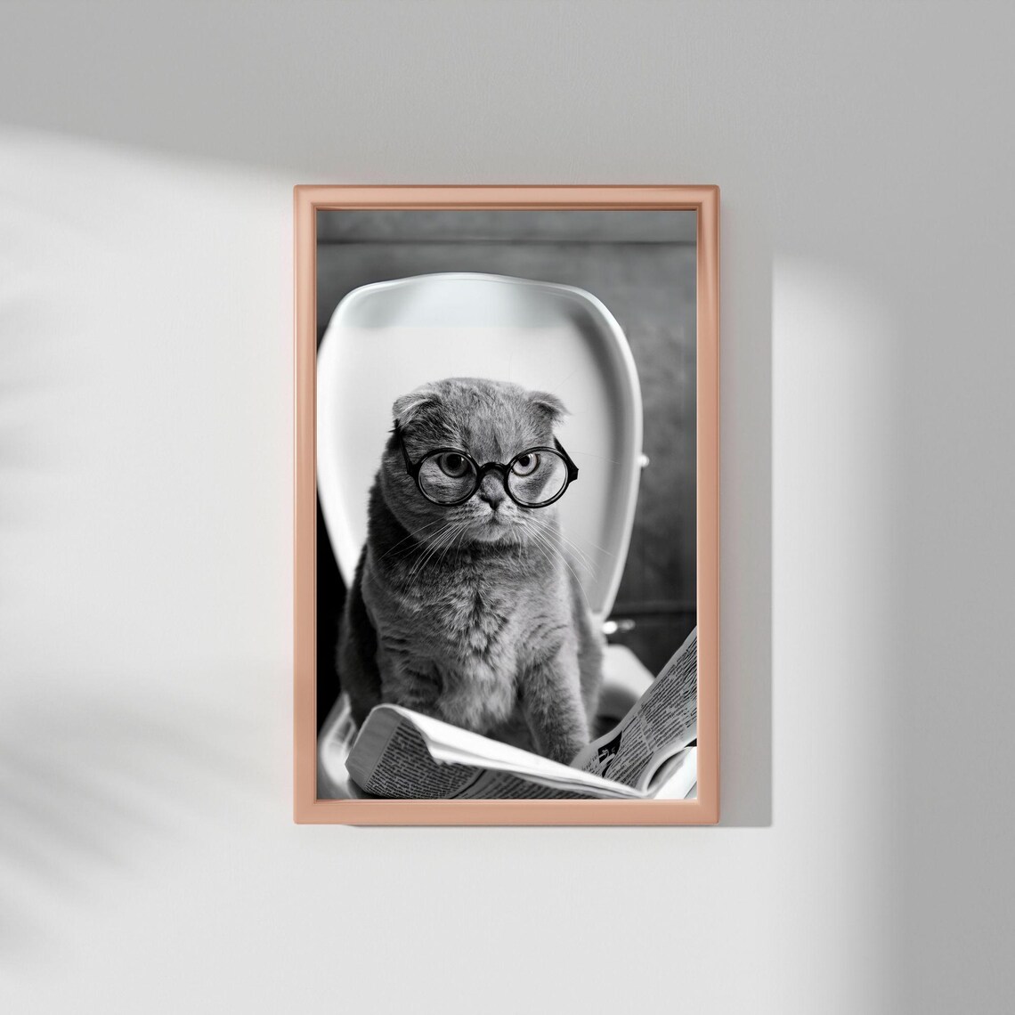 Scottish Fold Sitting On Toilet, Funny Vintage Art - Image 2