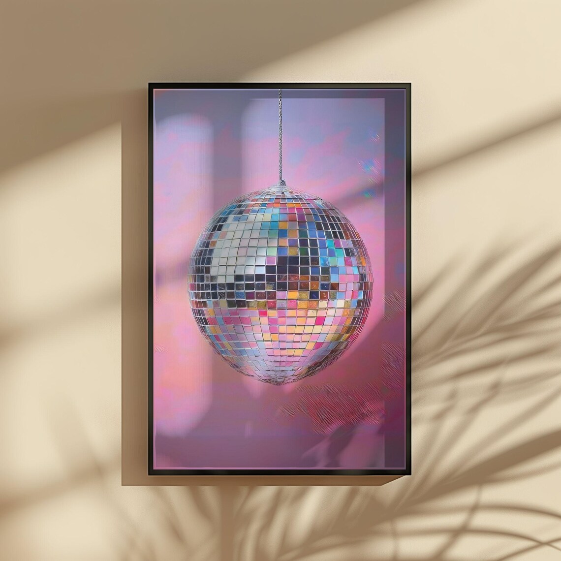 Silver Disco Ball Maximalist Painting, Trendy Decor - Image 4