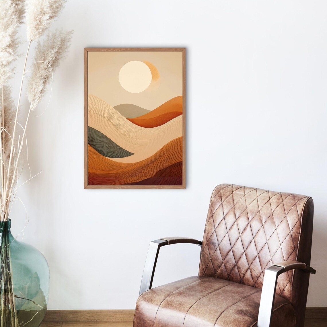 Abstract Landscape, Sunset Waves Boho Vintage Art - Image 4