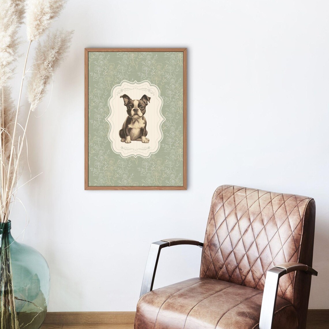 Vintage Boston Terrier Nursery Decor, Animal Sketch - Image 2