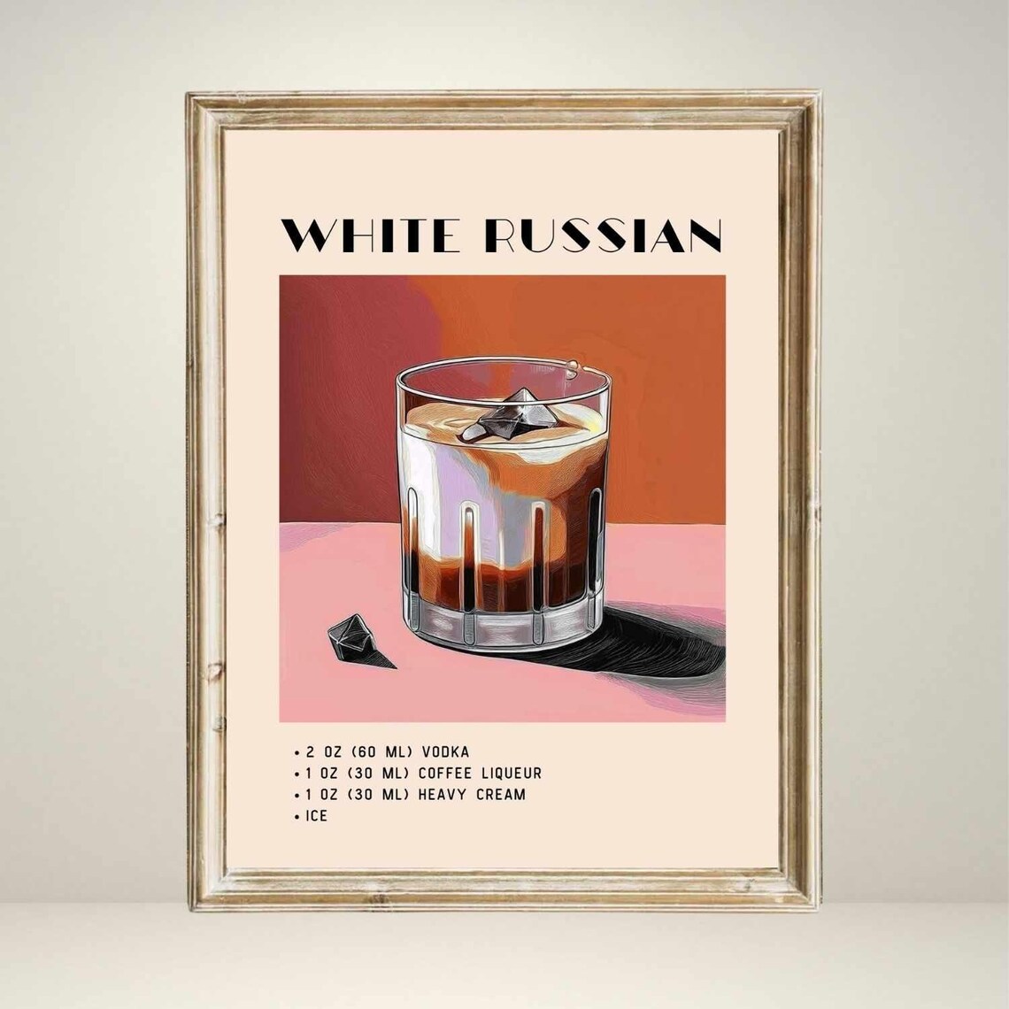 White Russian Cocktail, Minimalist Retro Art - Image 2