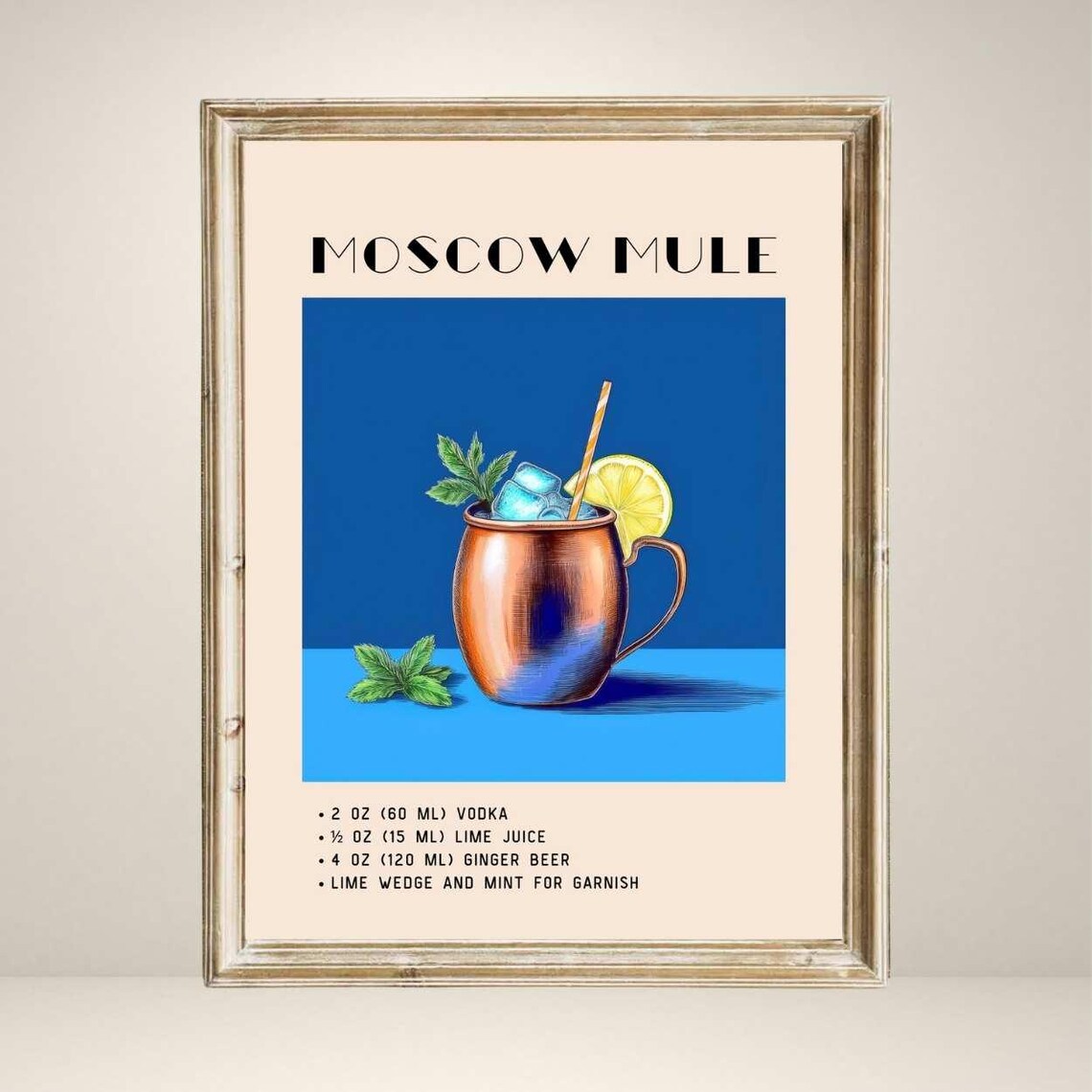 Moscow Mule Retro Bar Cart Decor, Watercolor - Image 4