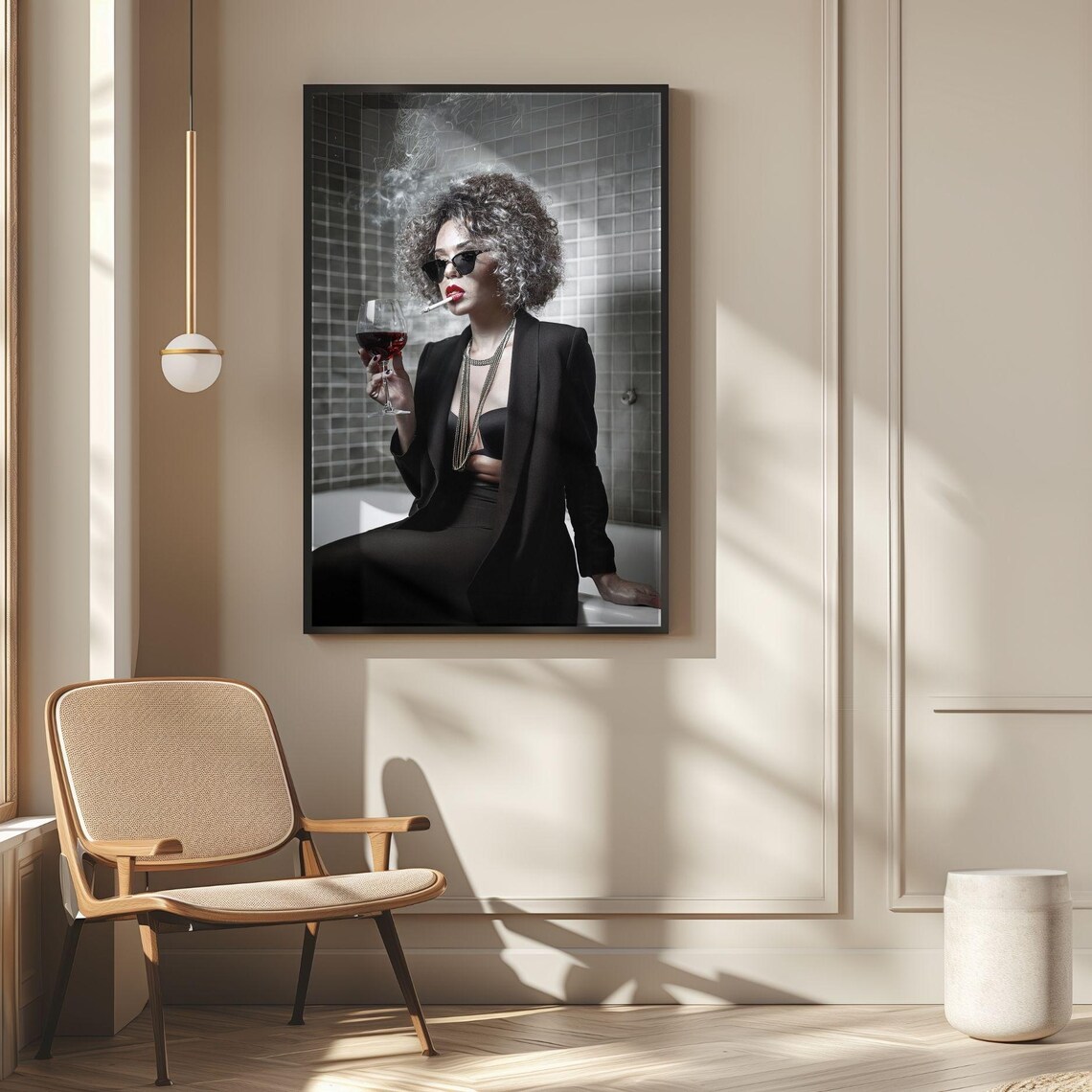 Girl On Toilet, Funny Retro Bathroom Art Print - Image 3