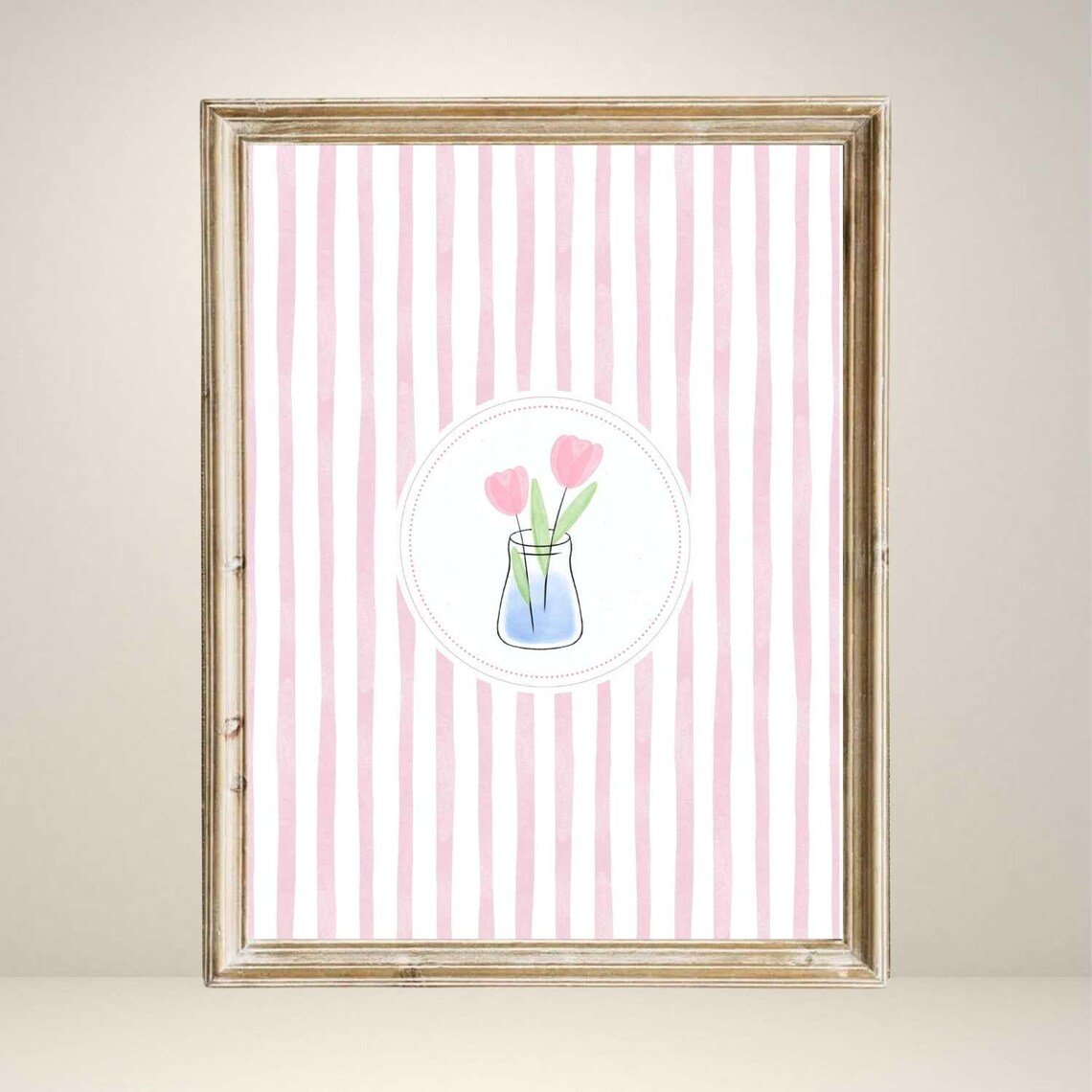 Vintage Tulips Illustration, Abstract Botanical Decor