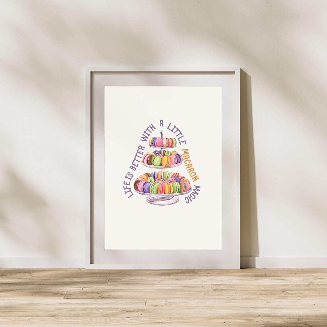 Life Is Better With A Little Macaron Magic Colorful Tiered Stand Kitchen Art Poster - Image 3