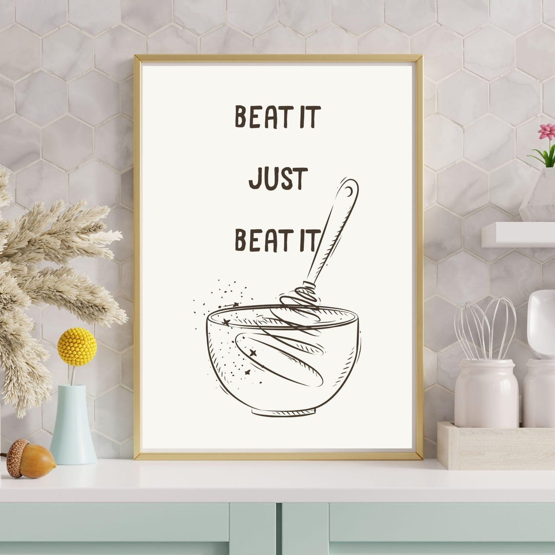 Beat It Just Beat It Fun Kitchen Wall Art Cute Wall Poster Aesthetic Kitchen Decor Minimalist Wall Decor - Image 6