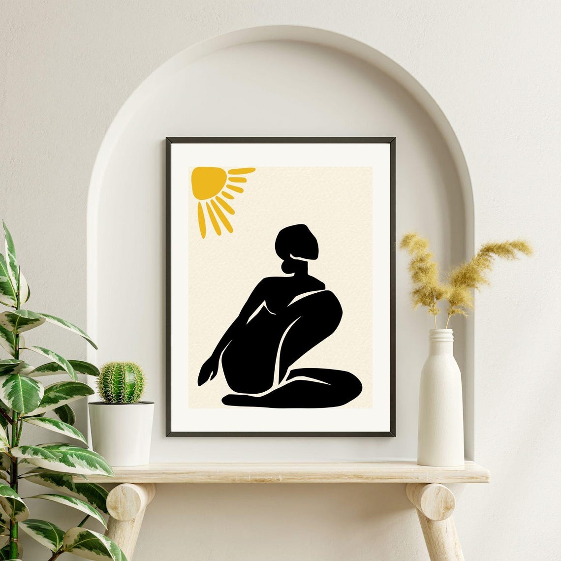 Matisse Inspired Black Female Silhouette Sun Modern Abstract Poster - Image 2