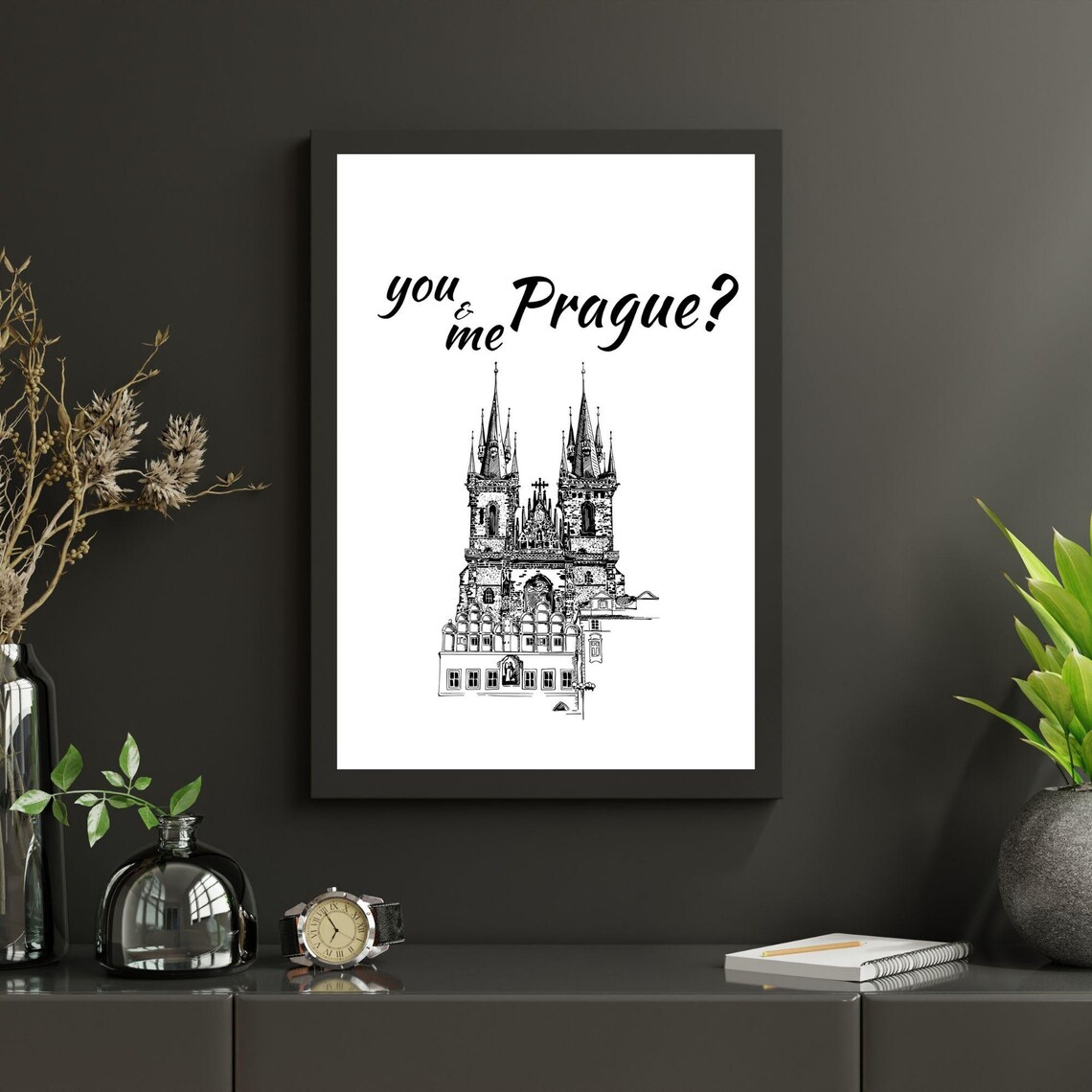 You And Me Prague Romantic Minimalist Travel Art - Image 3