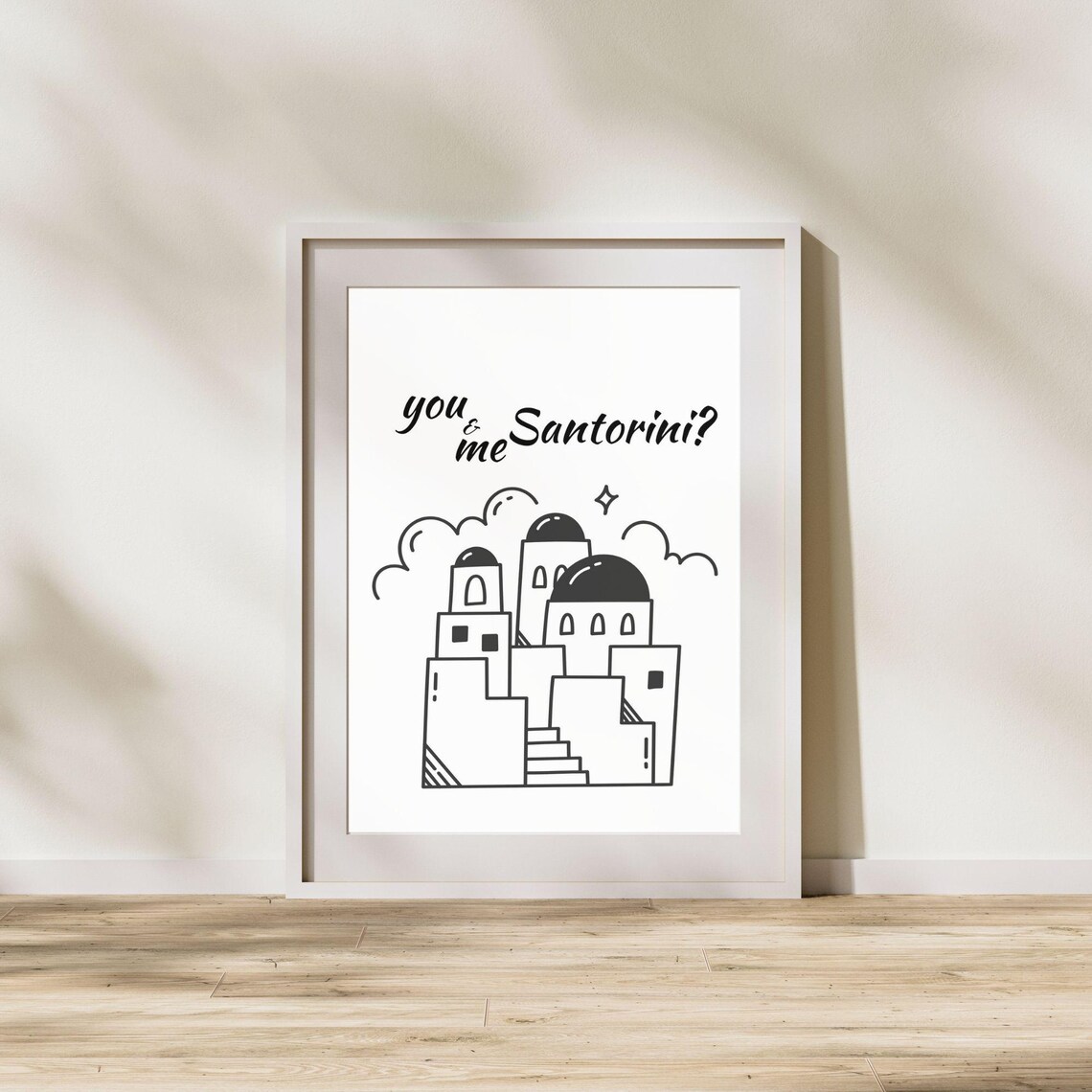 You And Me Santorini Romantic Minimalist Art Print - Image 3