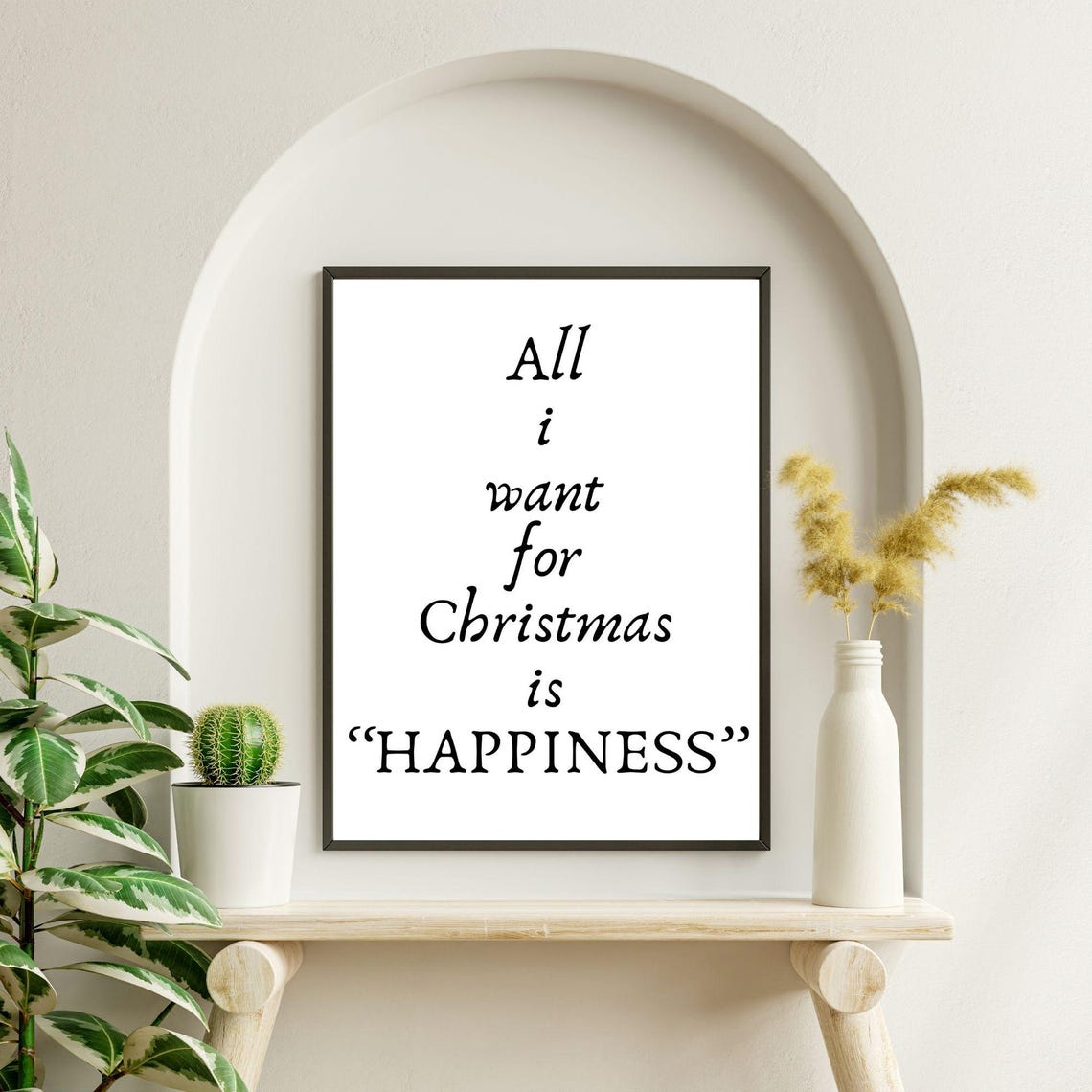 All I Want For Christmas Is Happiness Holiday Quote Wall Poster