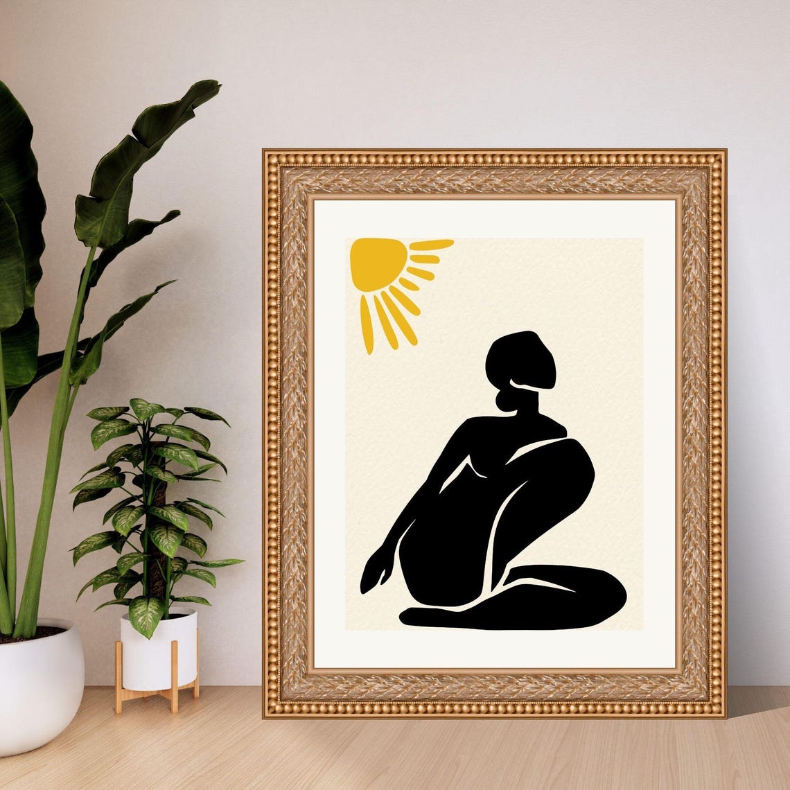 Matisse Inspired Black Female Silhouette Sun Modern Abstract Poster - Image 5