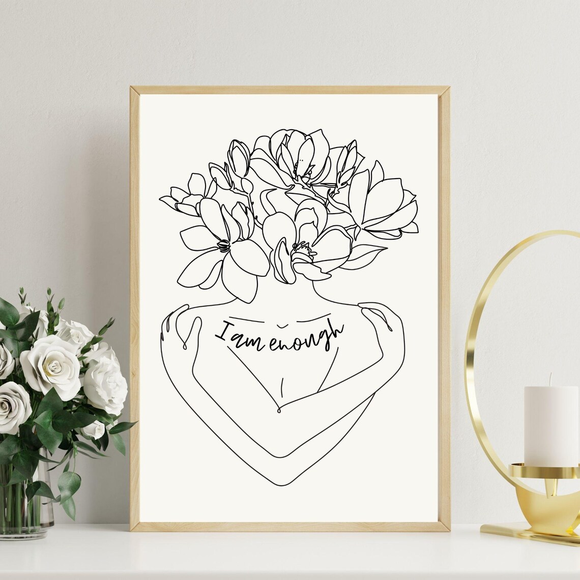 I Am Enough, Self-Hug Illustration Art Print