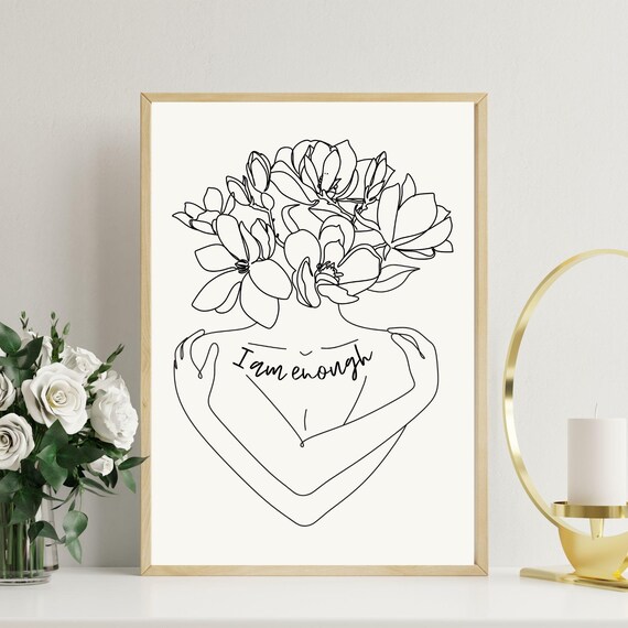 I Am Enough, Self-Hug Illustration Art Print
