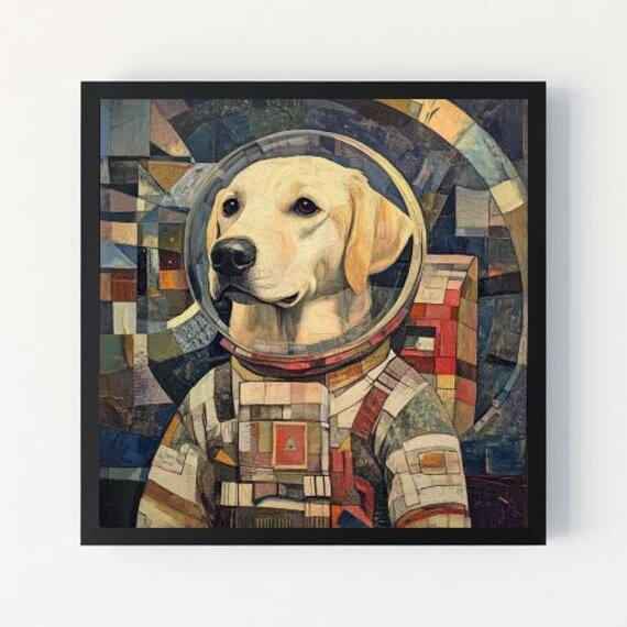 Labrador Astronaut Mosaic Art Dog in Space Suit Funny Poster