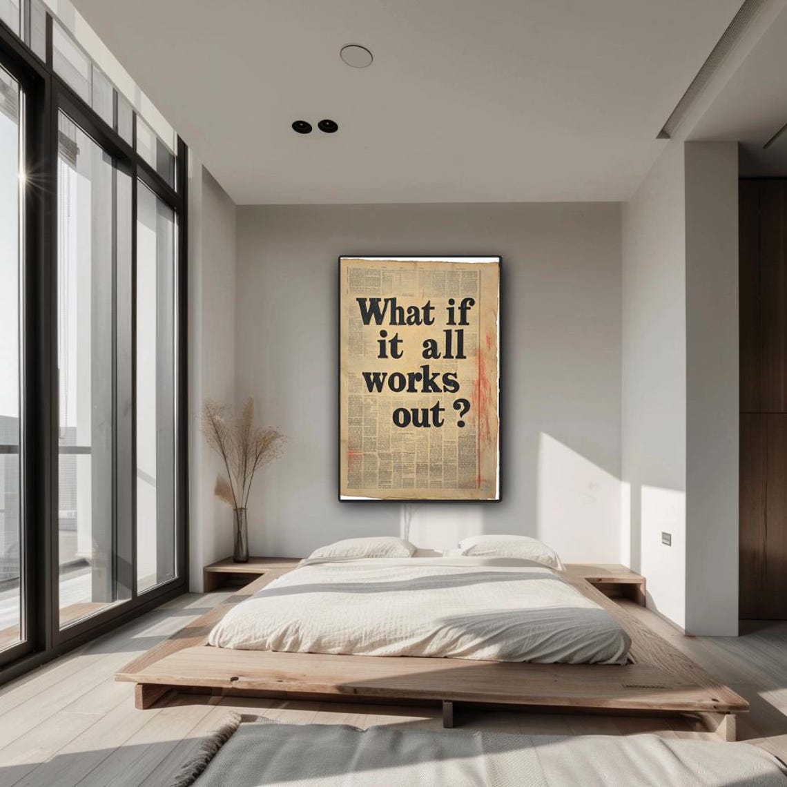 Inspiring What If It All Works Out Quote Vintage Newspaper Poster - Image 2