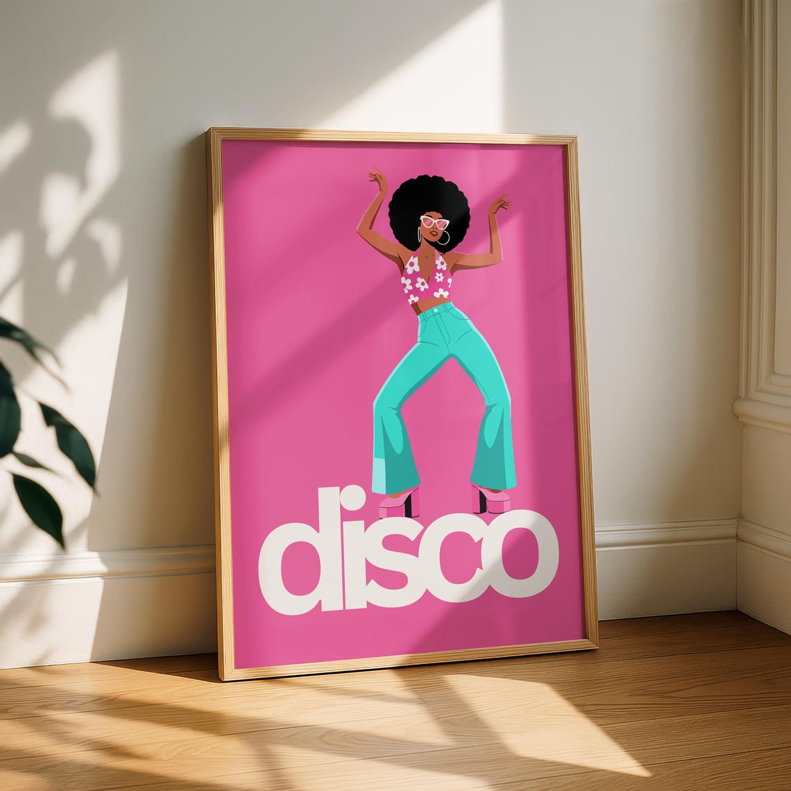 Disco Diva Poster Retro Wall Art 70s Funky Music Print Dancer Illustration Groovy Decor Lover Gift