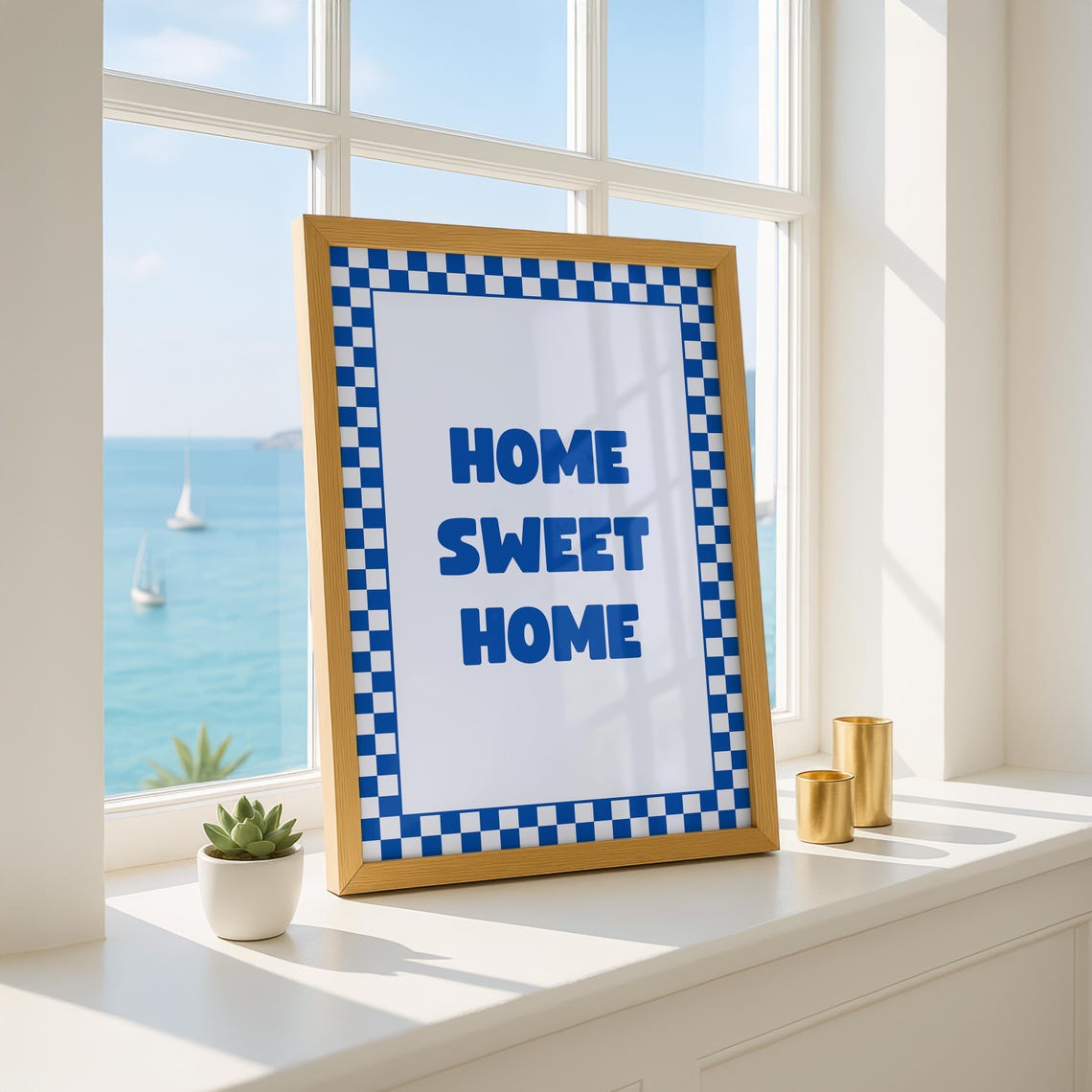 Home Sweet Poster Dopamine Decor Print Bold Hallway Art Vibrant Typography Checkerboard Wall Maximalist