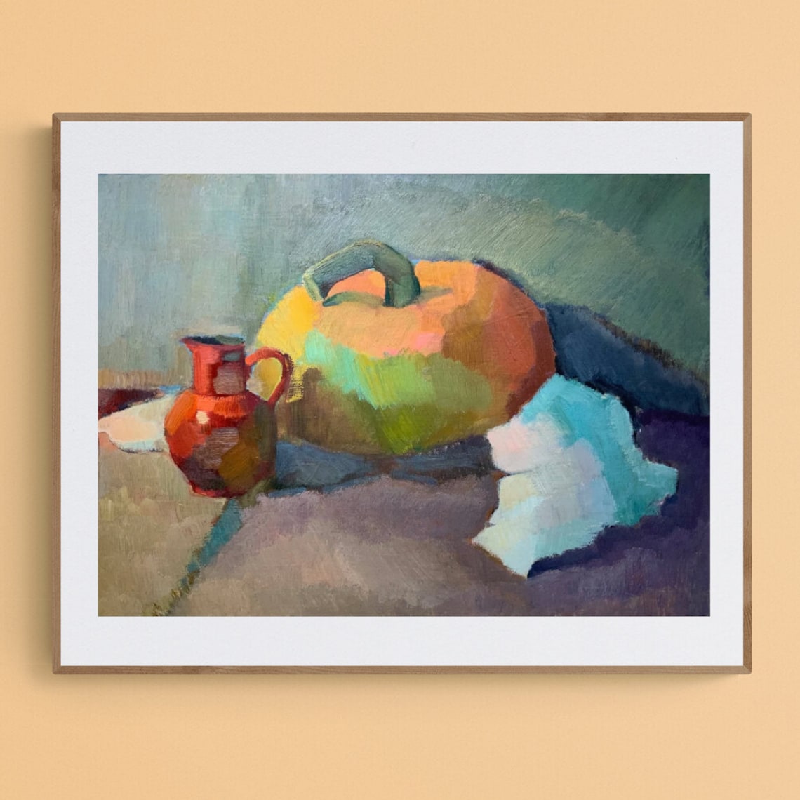Autumn Pumpkin Still Life Colorful Kitchen Oil Painting Poster Art