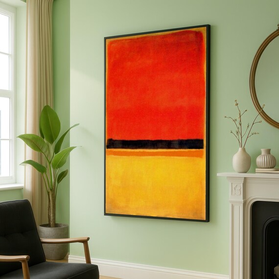 Mark Rothko Art Bold Modern Abstract Canvas Wall Color Block Red And Yellow Minimalist Contemporary Painting Vibrant Home Decoration