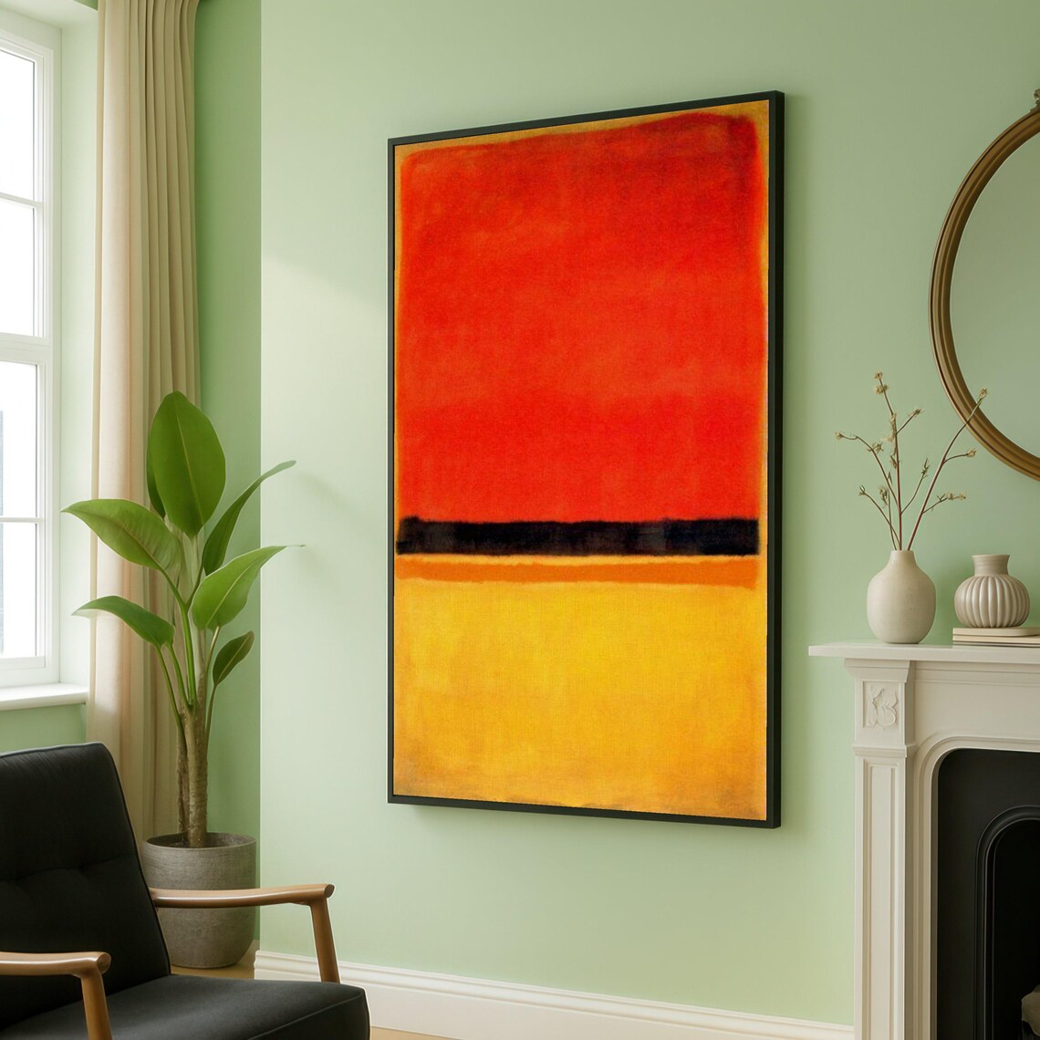 Rothko Style Abstract Color Field Red Orange Black Band Canvas Print