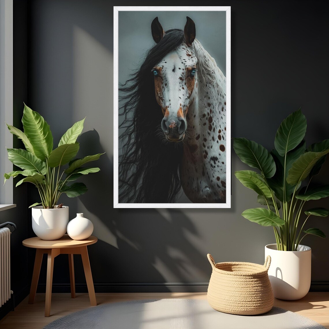 Spotted Appaloosa Horse Portrait Dark Mane Majestic Animal Art Poster