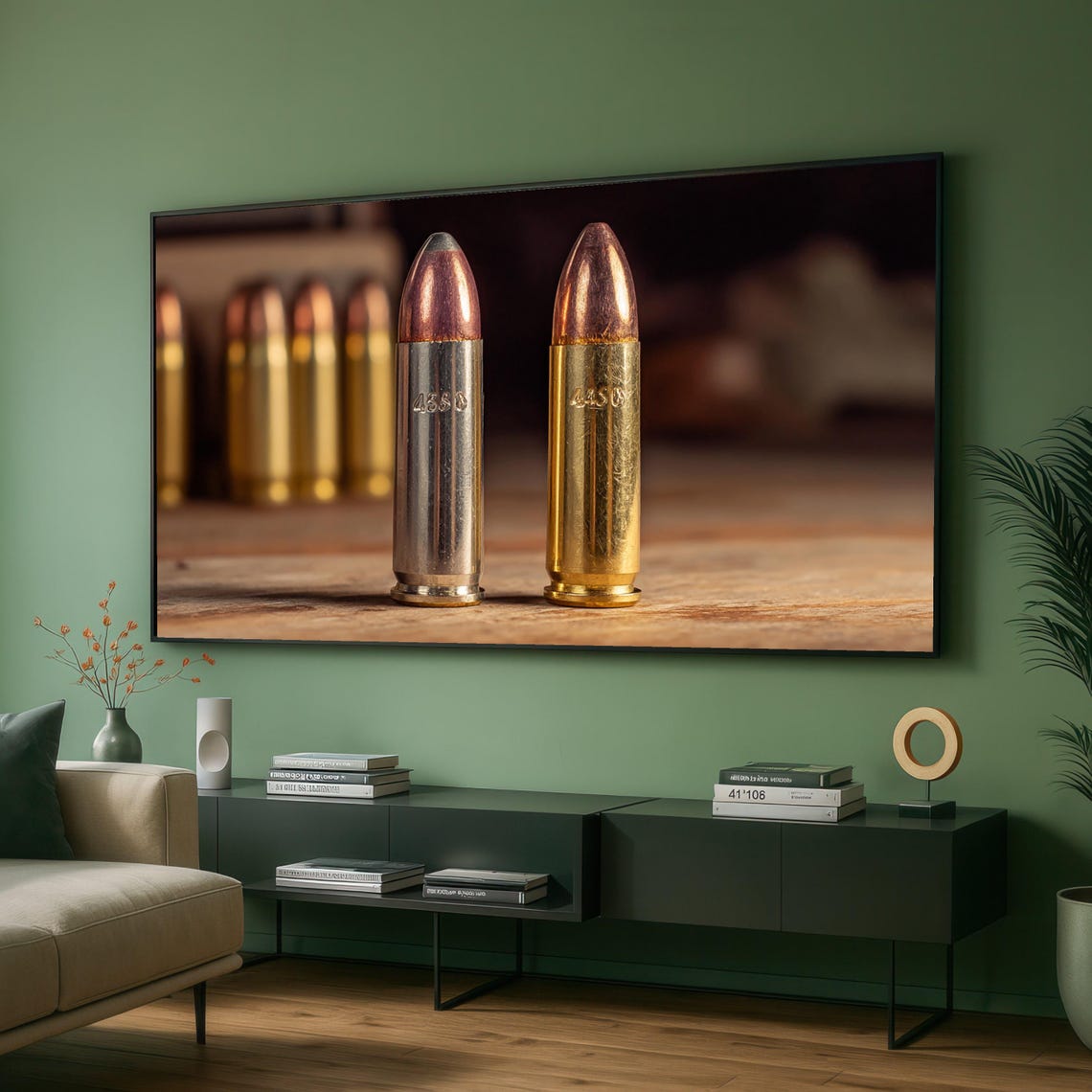 Closeup Bullet Ammunition Rustic Industrial Style Canvas Poster
