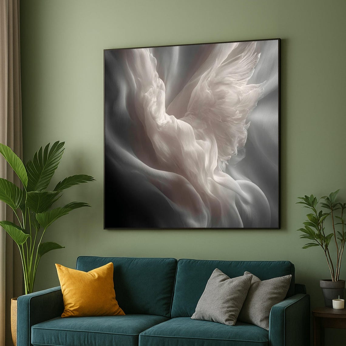 White Flowing Fabric Abstract Poster Soft Dreamy Texture Minimal Art