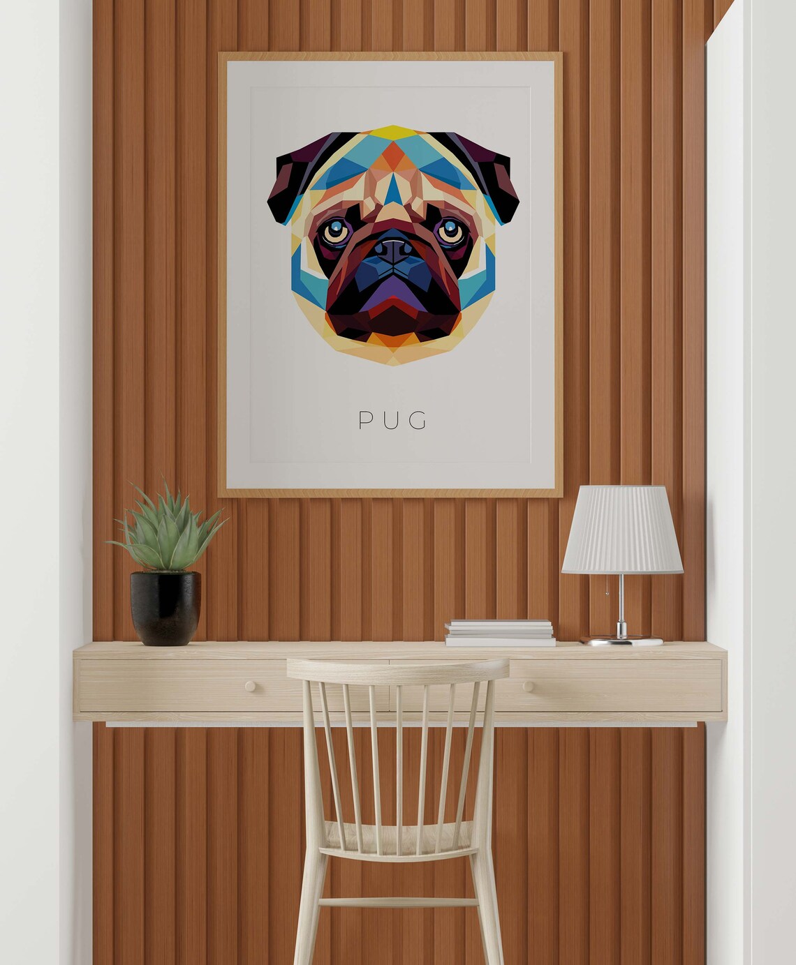 Adorable Pug Geometric Pop Art Wrinkled Dog Portrait Wall Art - Image 2