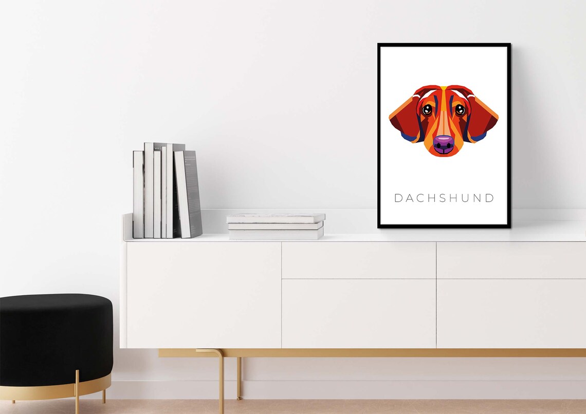 Dachshund Geometric Pop Art Colorful Dog Portrait Wall Art Decor - Image 3