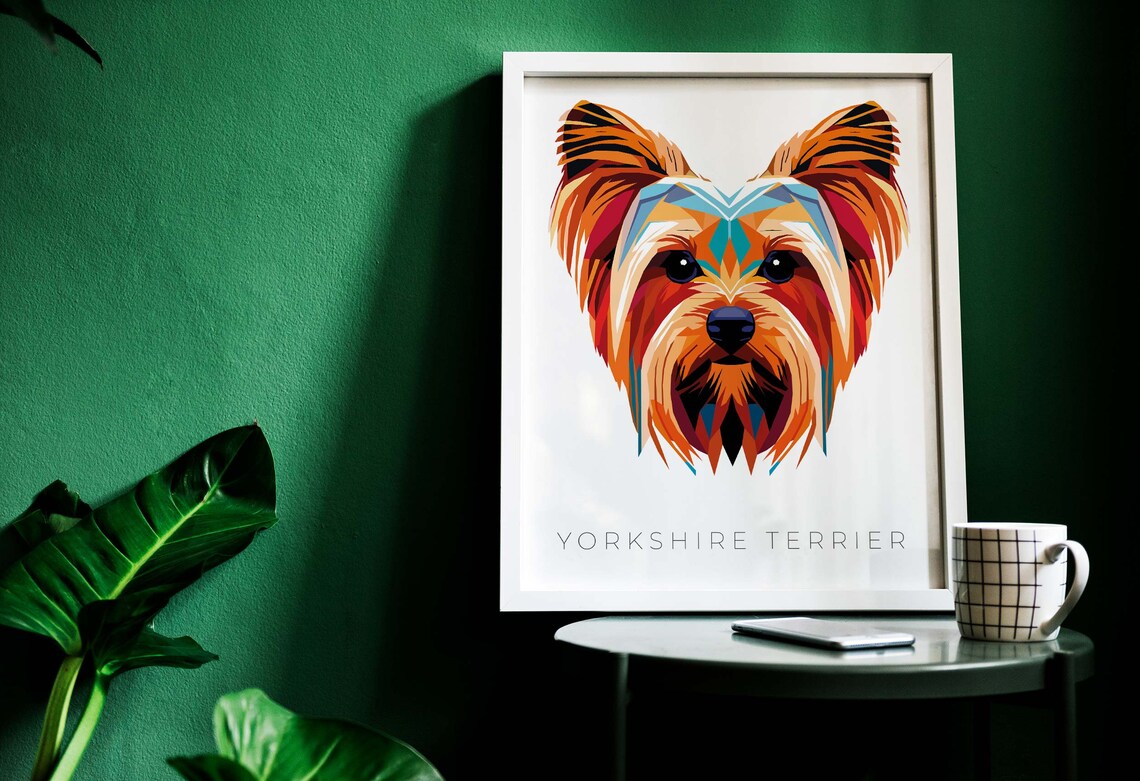 Yorkshire Terrier Geometric Pop Art Colorful Dog Portrait Wall Art - Image 2