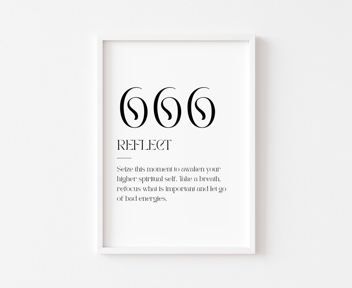 Angel Numbers Wall Art Number Poster 666 Print Universe Affirmation Bedroom Trendy Prints Reflect